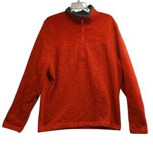 Koppen Mens  Fleece Pullover Long Sleeve‎ 1/4 Zip Orange Gray Collar  Large